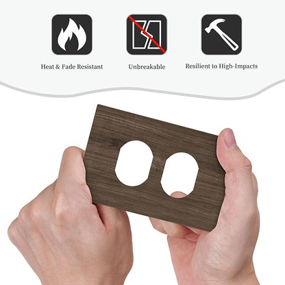 Outlet Covers Rustic Walnut Wood Grain 1 Gang Duplex Light Switch Cover Plate Decorative Switch Plate Covers Electrical Socket Cover for Farmhouse Cabin Decor