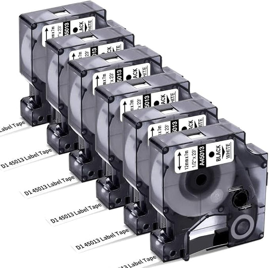FreshWorld Replace for Dymo D1 Label Tape 45013 for Dymo Label Maker Refills d1 a45013 Black on White 1/2In x 23Ft Compatible with DYMO LabelManager 160 210D 260D/P 280 360D 420P PnP 220 500TS 450DUO