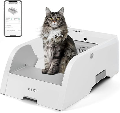 S6 Self Cleaning Litter Box, Upgraded Automatic Cat Litter Box Self Cleaning That Can Use Clumping Cat Litter, Open Design with Cats Taking to It Immediately, Anti Pinch and Odorless(Light Gray)