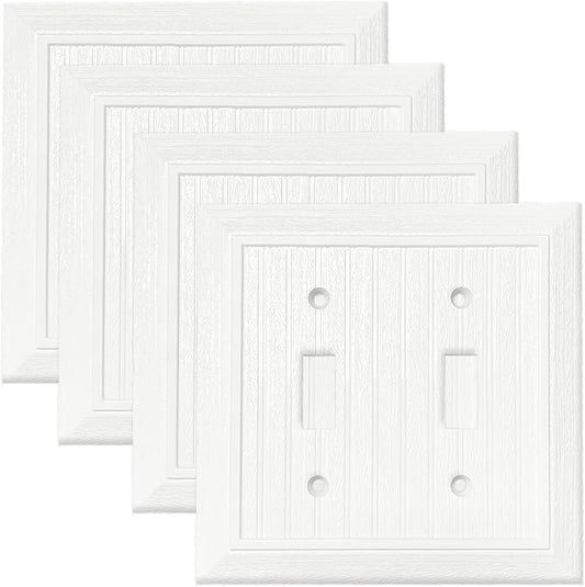 Modern Decorative Wall Plate Retro Wood Grain design Switch Cover Outlet Cover for Light Switch, Smart Switch, Dimmer, GFCI, USB Outlet (4 Pack, Double Toggle)