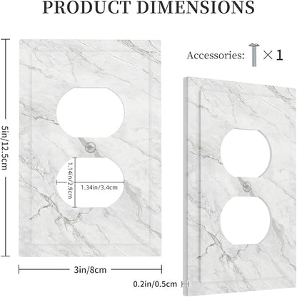 Outlet Covers Marble Granite White And Grey 1 Gang Duplex Electrical Receptacle Faceplate Light Switch Cover Wall Plate Decorative Switch Plates for Home Bedroom Decor