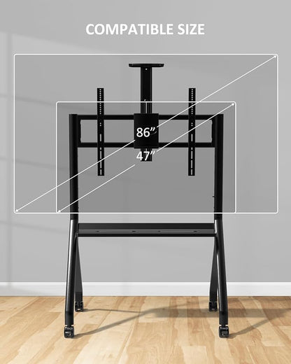 Smart Board Stand for 55-86 Inch Interactive Whiteboards, Adjustable Rolling Smartboard Stand with 360°Swivel Lockable Wheels, Suitable for Offices, Classrooms and Other Workspaces