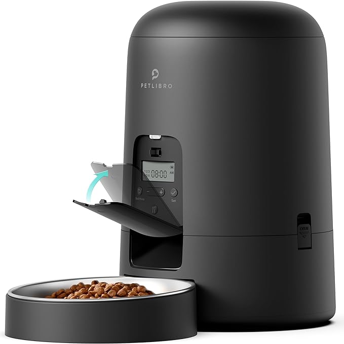 PETLIBRO Automatic Cat Feeder, Cat Food Dispenser Battery-Operated with 180-Day Battery Life, AIR Timed Pet Feeder for Cats & Dogs, 2L Auto Cats Feeder, Black