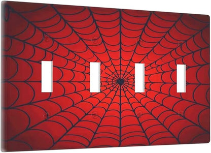 Red Spider Web Black Line Simplicity Light Switch Covers Quad Toggle Electrical Faceplate 4 Gang Wall Plate Decorative Switch Plates For Kids Room Home Decor