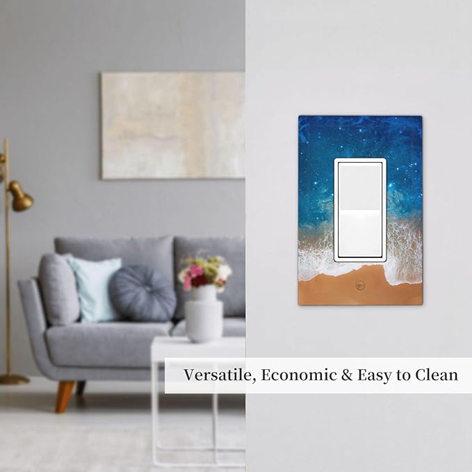 Outlet Covers Blue Sea Ocean Beach Waves 1 Gang Wall Plates Single Rocker Light Switch Covers Decorative Switch Plates Electrical GFCI Panel Covers for Home Office Decor 5 X 3 IN