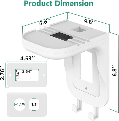 WALI Outlet Shelf Wall Holder, Fit for Duplex GFCI Decorative Outlet Shell A Space Saving for Smart Home, Speaker Mounts up to 20lbs with Cable Management (OSH001-W), White