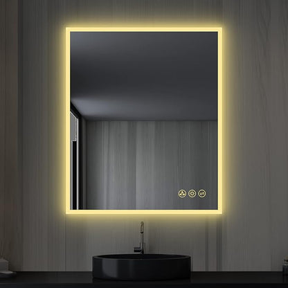 Blossom 30"X36" LED Bathroom Mirror with Lights, Front Lit and Backlight, Stepless Dimmable, Anti-Fog, Shatter-Proof Tempered Glass, Memory, 3 Colors Lighting Bathroom Mirrors for Vanity Makeup Mirror