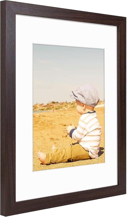 Golden State Art, 11x14 Picture Frame with Mat for 8x10 - High Definition Glass Wall Mounting Horizontal Vertical Display (Brown, 2 Pack)