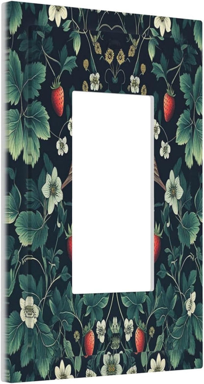 Decorative Outlet Covers Strawberry Birds Flowers Plant Morris Floral 1 Gang Single Rocker Light Switch Cover Plate Wall Plates GFCI Faceplate for Bedroom Farmhouse Decor