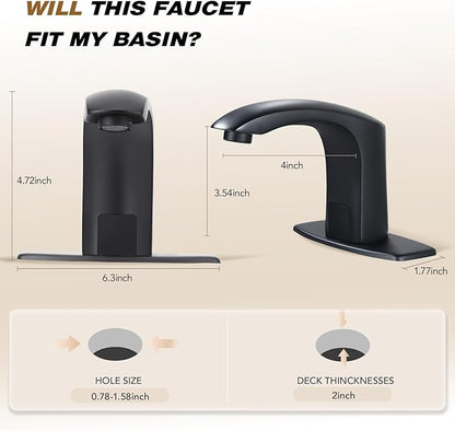 Gangang Automatic Sensor Touchless Bathroom Sink Faucet with Hole Cover Plate and Water Mixer Valve