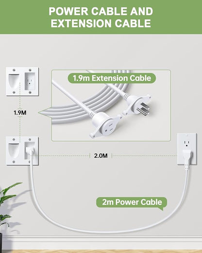 in Wall Cable Management Kit,TV Cord Hider for Wall Mounted TV with Triple Outlet,6.5FT Power Cable and 6.2FT Extension Cable,20A TV Wire Hider for Wall