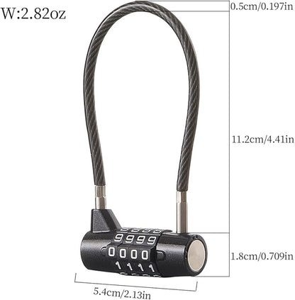 Combination Lock Cable Lock 4 Digits Cabinet Lock with3.5 Durable Cable Ideal for lockers, Gym, gate, Fence, Toolbox, case, hasp Storage and Outdoor (3.5")