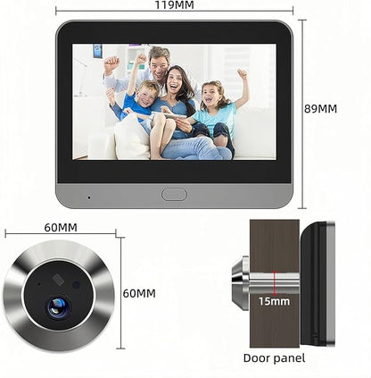 Zunate Door Peephole Camera, 4.3 inch LCD Screen 120 Wide Angle Visual Doorbell Digital Door Viewer, Door Peephole Viewer Video Doorbell 1080P Camera with PIR Motion Detection