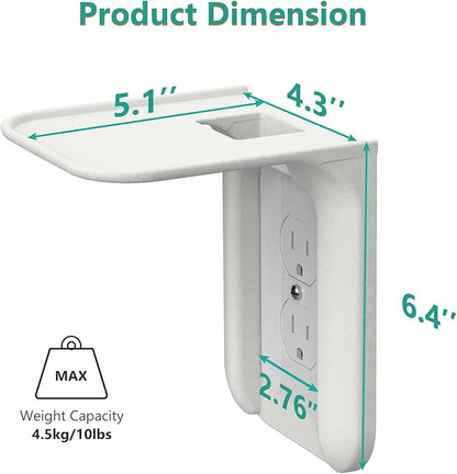 WALI Outlet Shelf Wall Holder, Bathroom Shelf up to 10lbs Standard Vertical Duplex Wall Organizer for Smart Home Decor Space Saving Power Tools, Toothbrush (OLS001-W), 1 Pack, White
