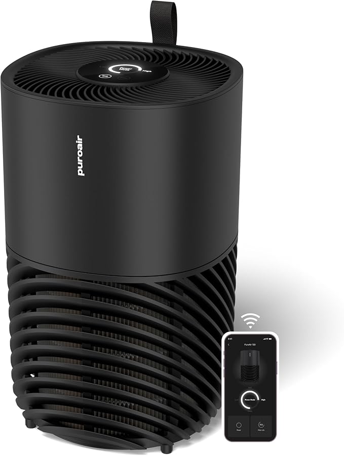 PuroAir 130b Smart Air Purifier for Home Pets - Covers Up To 600 Sq Ft - Filters Up To 99.9% of Pollutants, Smoke, Pollen, Dust - Quiet Air Filter - Air Purifiers for Bedroom