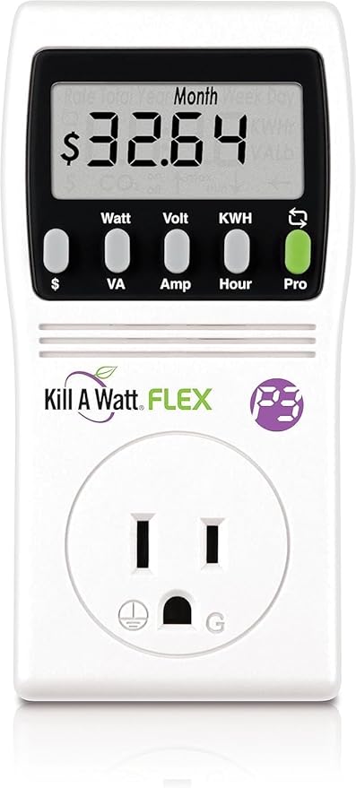 P3 International P4456 Kill A Watt Flex Plug-in Electricity Usage + Power Consumption Monitor, Watt Voltage Tester, Electrical Energy Saving Monitor with Auto Cost Calculator (Pack Of 3)