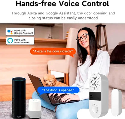 Tuya Door&Window Alarm, 130dB Door and Window Sensor for Home Security/Kid Safety/Pool Safety, 2.4GWifi Door Sensor with Alarm Light Compatible with Smart Life &Tuya Smart (4)