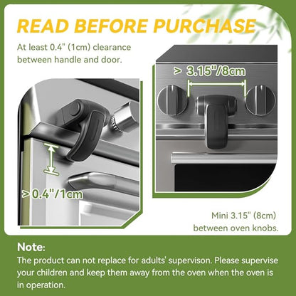 SAFELON 1 PC Baby Safety Oven Door Lock, Kitchen Safety Locks for Babies, Childproof Oven Locks for Kids, Heat-Resistant, No Screws & Drilling (Black)