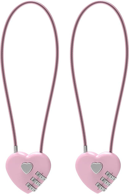 Small Cable Lock with Combination, Combo Lock with Code, Pink Cable Padlock for Luggage, Cabinet, Closet, French Fridge Door, Stroller, Bike Helmet, Pet Cage, Pool Gate, Outdoor Fence