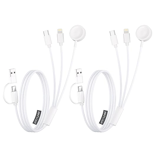 Travel Essentials,3 in 2 USB C Cable for Apple Watch Charger ，Multi Charging Cable Cord,Vacation Camping RV Essentials,Portable Designed for iWatch Series 11-2/Ultra/SE &iPhone 17-12-4FT(2Pack 4FT)