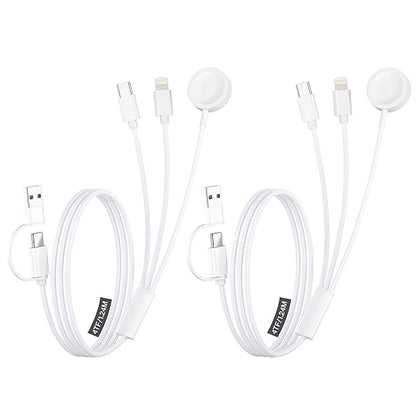 Travel Essentials,3 in 2 USB C Cable for Apple Watch Charger ，Multi Charging Cable Cord,Vacation Camping RV Essentials,Portable Designed for iWatch Series 11-2/Ultra/SE &iPhone 17-12-4FT(2Pack 4FT)