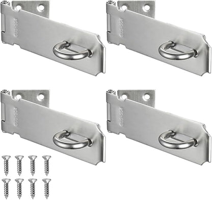 JQK Door Hasp Latch Lock, 5 Inch Stainless Steel Safety Packlock Clasp, Brushed Finish 4 Pack, DL130-BN-P4