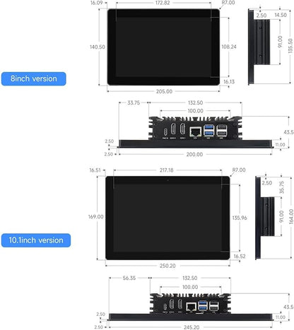Industrial HMI All-in-one 10.1inch Touch Display Compatible with Raspberry Pi (Not Included), Supports Dual 4K HDMI Output, 10-Point Touch, Aluminum Alloy Case @XYGStudy (RPI-HMI-101D-ACCE)
