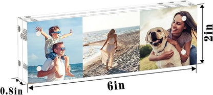 HELPLEX Acrylic Frame, 5 Pack 2x6 Photo Booth Frames, 20mm Thicker Frameless Clear Double Sided Magnetic, Free Standing Desktop Display Stand
