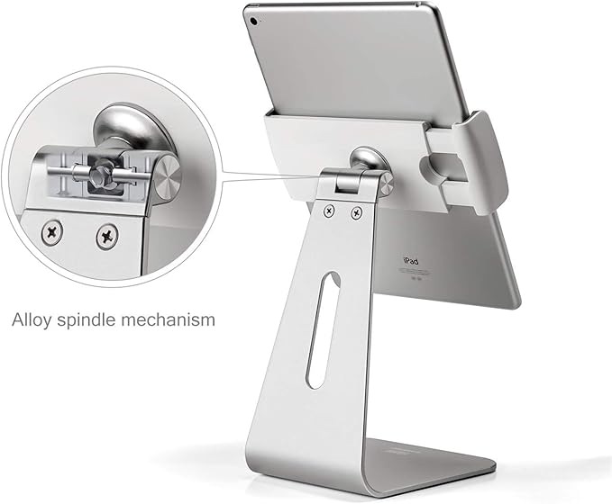 Viozon iPad Pro Stand, Tablet Stands 360° Rotatable Aluminum Alloy Desktop Mount Stand Compatible with 7-13inch iPad Pro iPadAir iPad Mini Surface and Surface Pro (Silver General)