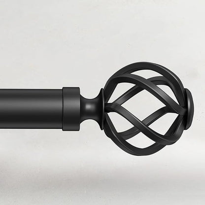 Curtain Rods for Windows 72 to 144, 1 Inch Adjustable Decorative Long Black Curtain Rod with Twisted Cage End, Modern Heavy Duty Outdoor Drapery Rods for Patio, Telescoping Splicing, Size 32" - 150"