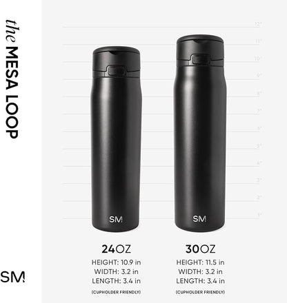 Simple Modern Mesa Loop Water Bottle with Covered Straw and Handle | 30oz Cup Holder Friendly Insulated Stainless Steel Bottles for Travel, Sports and School | Lemoncello