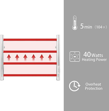 KEG Towel Warmer Wall Mounted with Built-in Timer 4 Bars Electric Stainless Steel Heated Towel Racks for Bathroom, Hot Plug-in Bath Towel Heater Polish Chrome