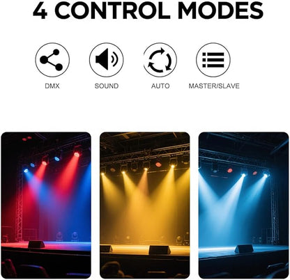 Dj Lights for Parties Moving Head 6-Arm with Remote Control RGBW LED DJ Stage Lights Professional Disco Light DMX512 & Sound Activated Rotating Light for Wedding Live House KTV Bar & Club Christmas