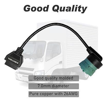 J1939 OBD2 Adapter Cable Fits Truck Diagnostic Scanner/Code Reader, 9 Pin to OBD2 16 Pin Connector, J1962-J1939 for Cummins Diesel Engine, Fit for Truck ELD and GPS Tracker