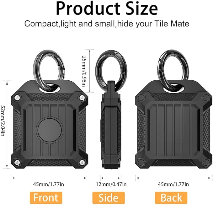 Tile Mate 2022 2024 Tracker Cover Anti-Scratch Waterproof Case with Keychain for Carabiner, Keys, Bags, Cat Dog Collar Holder