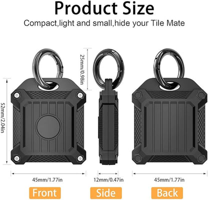 Tile Mate 2022 2024 Tracker Cover Anti-Scratch Waterproof Case with Keychain for Carabiner, Keys, Bags, Cat Dog Collar Holder