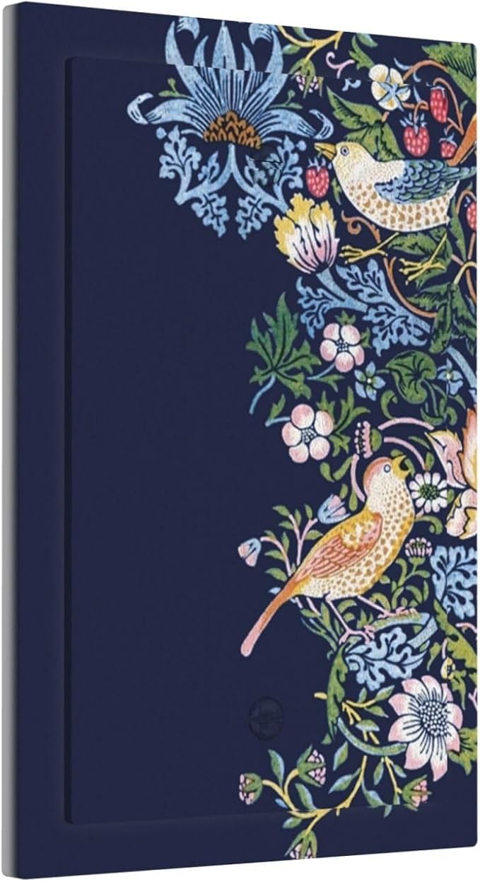 Decorative Light Switch Cover Plate Vintage Blue Morris Strawberry Thief Bird Flower 1 Gang No Device Single Blank Outlet Covers Wall Plate Cover Switchplate Electrical Faceplate