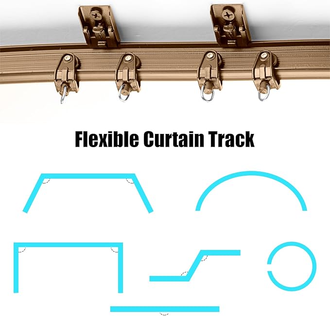 Jetec Curtain Tracks Ceiling Flexible Curtain Track Bendable Rail Curved Wall Mounted for Living Room Bedroom Divider Rod RV(10 Meter/ 32.8 Feet,Brown)