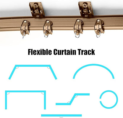Jetec Curtain Tracks Ceiling Flexible Curtain Track Bendable Rail Curved Wall Mounted for Living Room Bedroom Divider Rod RV(10 Meter/ 32.8 Feet,Brown)