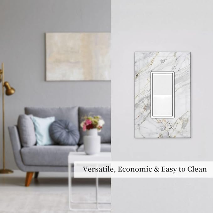 Decorative Outlet Covers Gray Gold Marble Abstract Modern Luxury 1 Gang Single Rocker Light Switch Cover Plate GFCI Wall Plates Electrical Switch Plate Cover for Bedroom Home Decor
