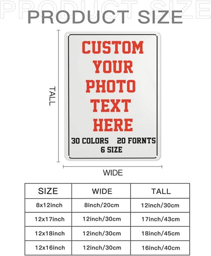 Custom Signs Outdoor Metal Sign - 8 x 12 Personalized Signs for Business, Workplace, Office, Home, Delivery Signs, Road Signs, Garden Signs, Hazard Signs, Intersection Signs, Parking Signs, Decorative Signs
