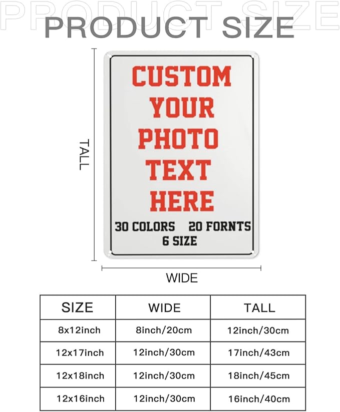 Custom Signs Outdoor Metal Sign - 12 x18 Personalized Signs for Business, Workplace, Office, Home, Delivery Signs, Road Signs, Garden Signs, Hazard Signs, Intersection Signs, Parking Signs, Decorative Signs