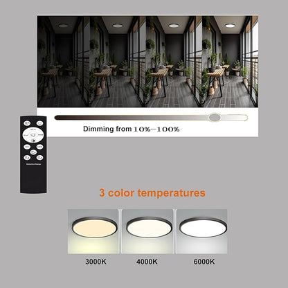 7 Inch Motion Activated Closet Light, Flush Mount Light Fixture, Motion Sensor Ceiling Light Wired for Hallway Porch Laundry Garage Basement, 3000k/4000k/6000k Black