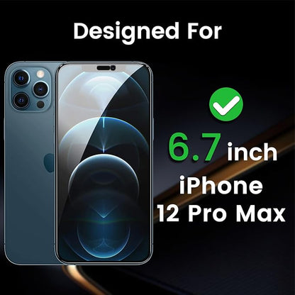 3 Pack Privacy Screen Protector for iPhone 12 Pro Max 6.7 Inch with 3 Pack Camera Lens Protector, Anti Spy Tempered Glass Film, Anti-Scratch, Touch Sensitive, Case Friendly