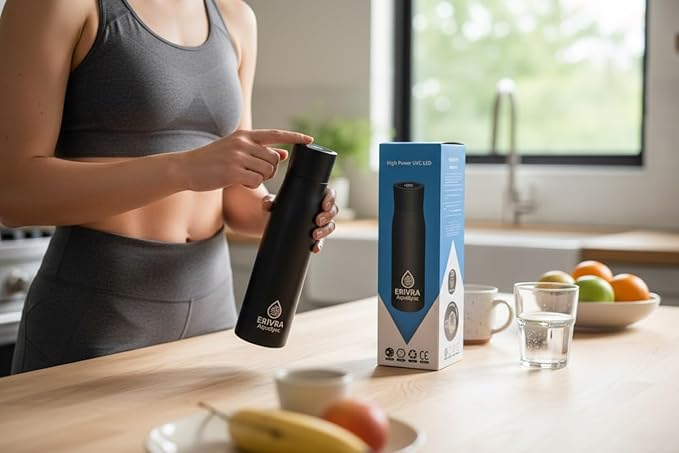 AquaSync Smart Self-Cleaning Water Bottle 17oz Stainless Steel with UV-C Light and Temperature Display