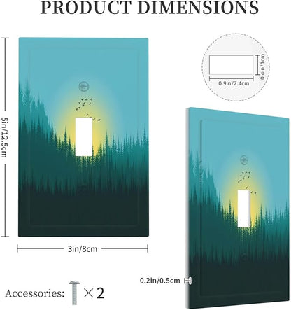 Green Forests And Birds Sun Woodland Decorative Light Switch Cover 1 Gang Single Toggle Decorator Outlet Wall Plate Device Electrical Faceplate Switchplates for Bedroom Bathroom Decor