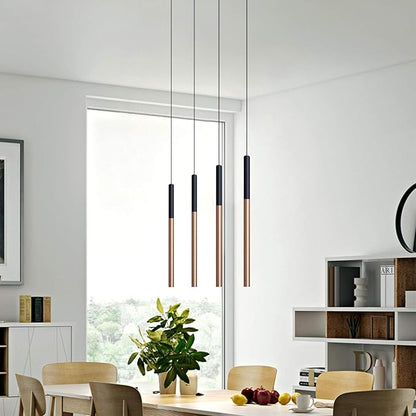 ALTAIR 4 Mini Pendant Lighting Black-Copper - LED Hanging Light Fixture for Kitchen Island, Bar, Foyer - Cluster Pendants - Dimmable, Adjustable Wire, Lamp Bulb Included