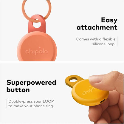 Chipolo LOOP - Rechargeable Bluetooth Tracking tag, Item Locator for Keys & Bags, Compatible with Apple Find My or Find Hub on Android, Out of Range Alerts for Android & Call Your Phone