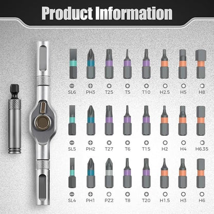 24 in 1 Magnetic Ratchet Screwdriver Set, Multi Bit Screw Driver Set Kit with Precision Bits & Case, Suitable for Home Repairs, DIY Projects, and Electronics (Set B)