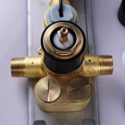 Brass Temperature Shower Diverter Valve Matte Black 3 Way Outlets Concealed Digital Display Shower Mixer Valve Kit Bathroom Shower Diverter On Off Flow Control Replacement Valve